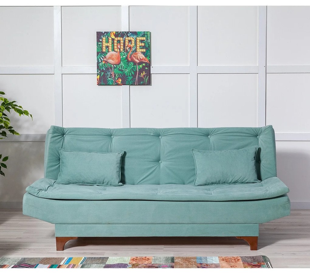 Canapea extensibila cu 3 Locuri Kelebek, Verde Marin, 190 x 85 x 85 cm