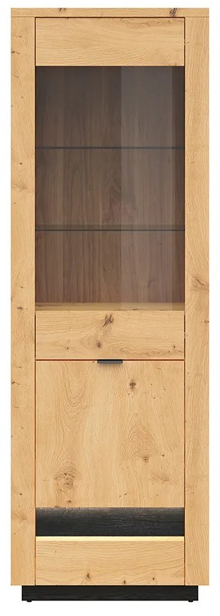 Vitrină Ostia REG1D1W/20/7 (stejar artisan + stejar negru). Promo -18%. 1025964