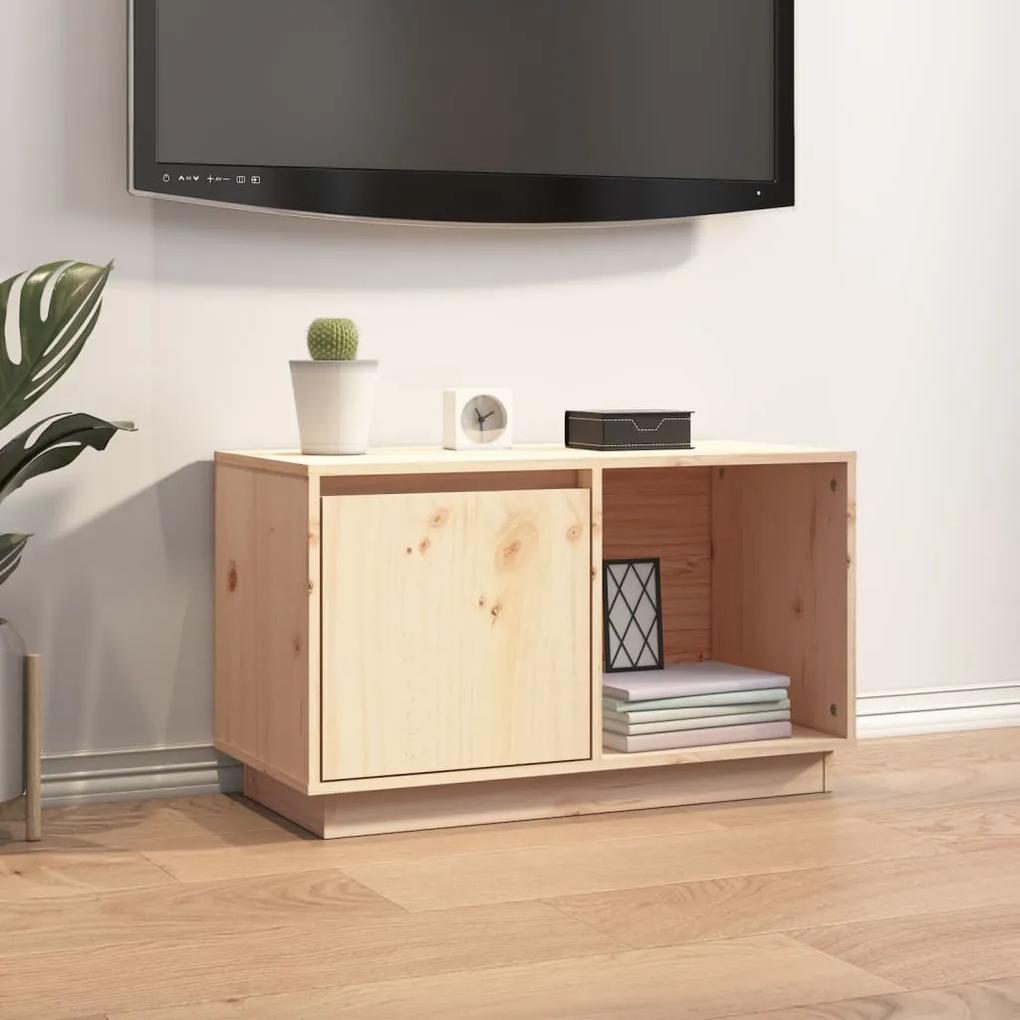 Comoda TV, 74x35x44 cm, lemn masiv de pin 1, Maro