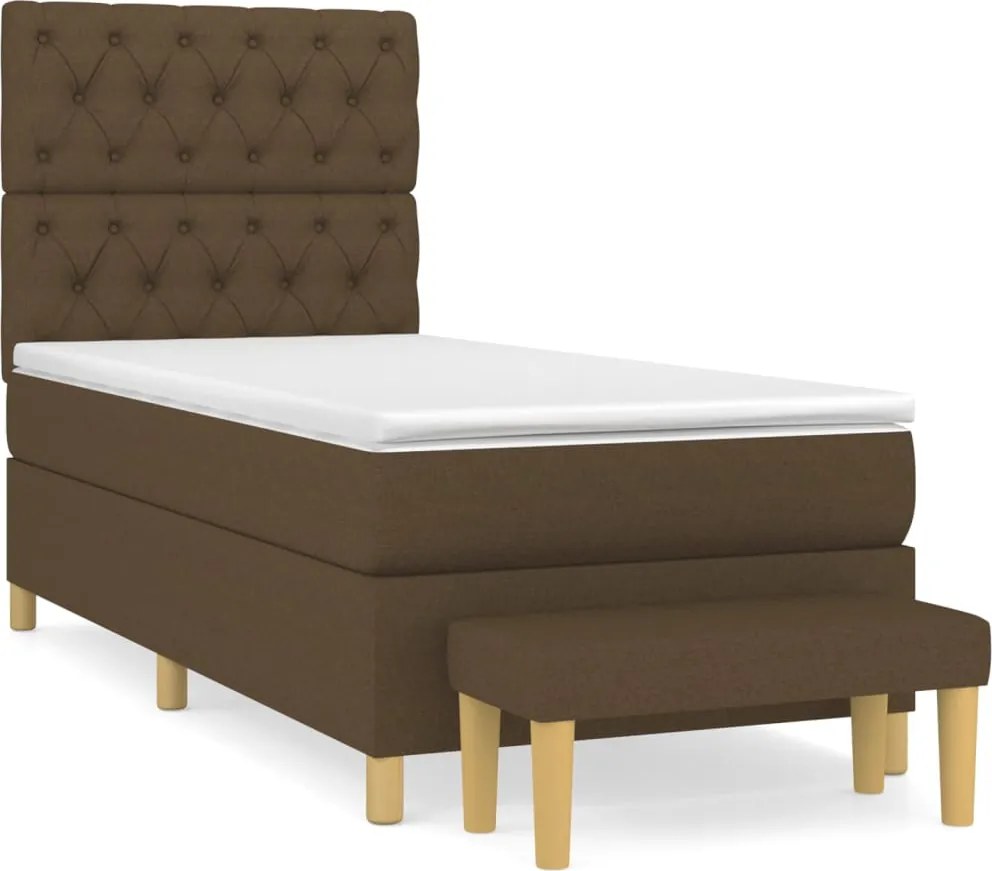 vidaXL Pat box spring cu saltea, maro închis, 80x200 cm, textil