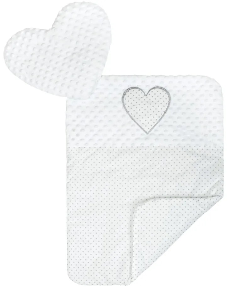 New Baby Cuib de lux cu pernă și pătură din MinkyHeart, alb