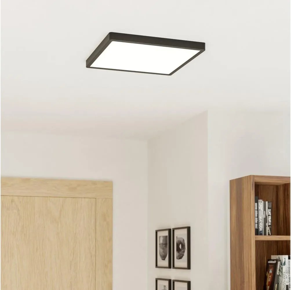 Eglo 901728 - Plafonieră LED RGBW dimabilă, cu sticlă fumurie FUEVA-Z LED/17,8W/230V 39cm IP44 negru