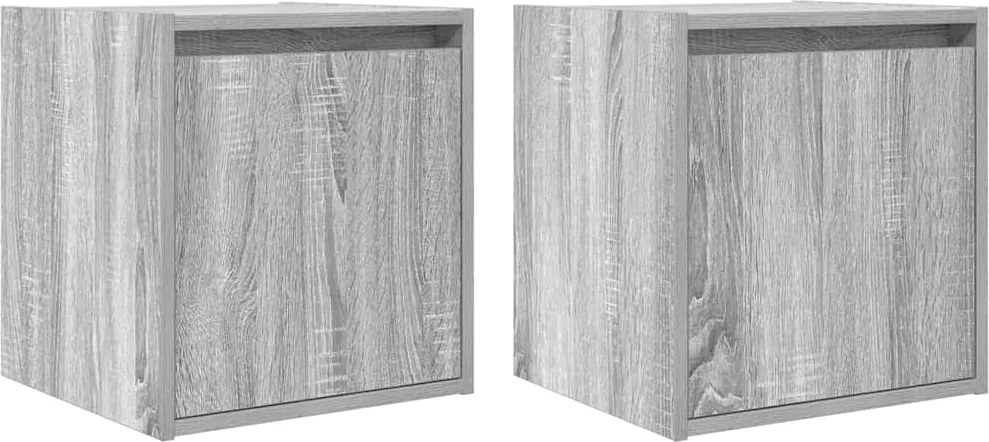 vidaXL Noptiere montate pe perete 2 buc Gri Sonoma 38x34x40 cm