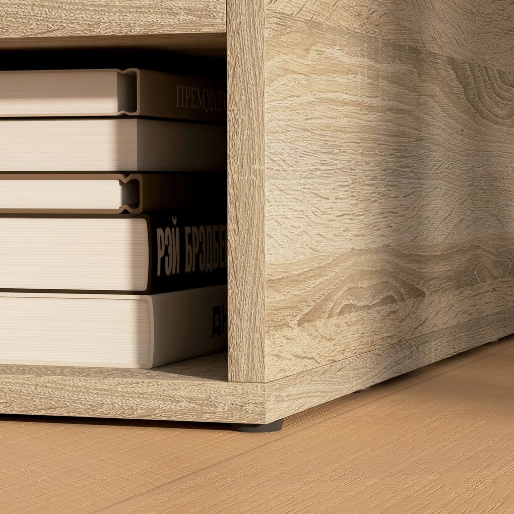 HOMCOM Organizator birou aspect lemn cu 3 compartimente, suport imprimantă dim. 47L x 40l x 22,5H cm | Aosom Romania