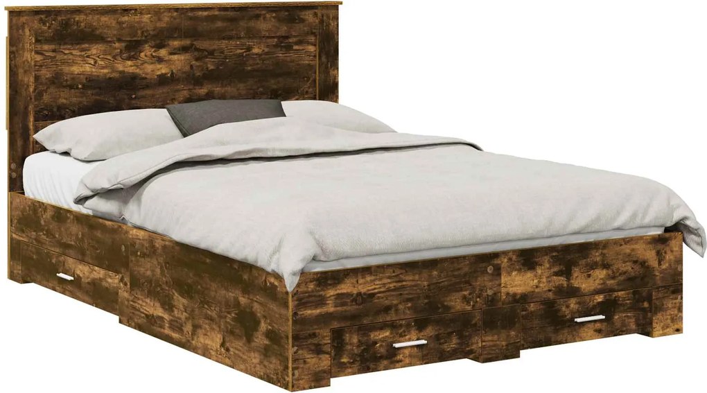 vidaXL Cadru de pat cu sertar cu headboard cu depozitare Lemn compozit