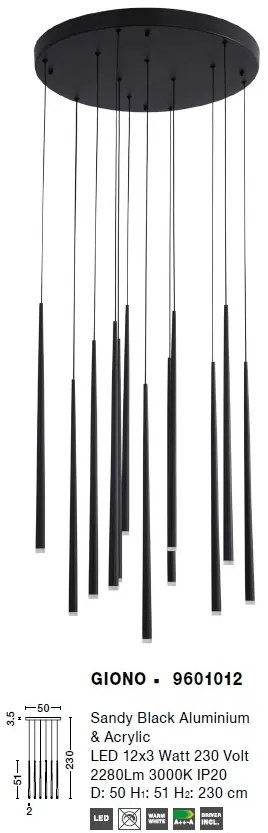 Lustra cu 12 pendule LED design modern Giono NVL-9601012