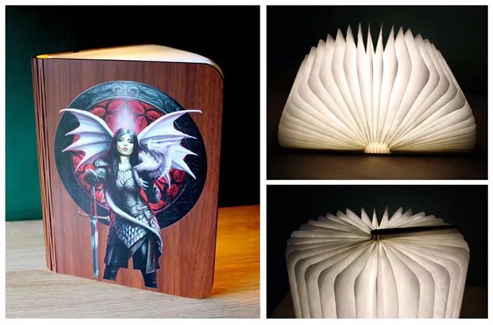 Lampa in forma de carte cu LED in foi, imagine Anne Stokes, Valour