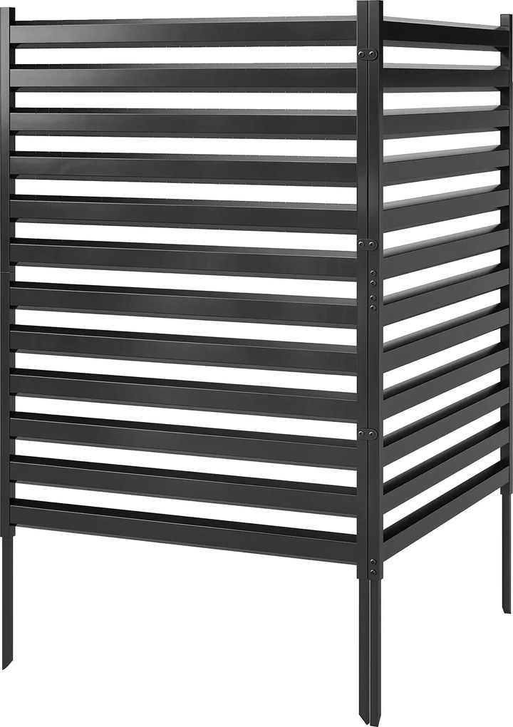 Outsunny Gard de grădină 2 panouri 91 x 152 cm metal gard de protecție vizuală cu stâlpi &amp; capace de protecție rezistent la rugină Negru | Aosom Romania