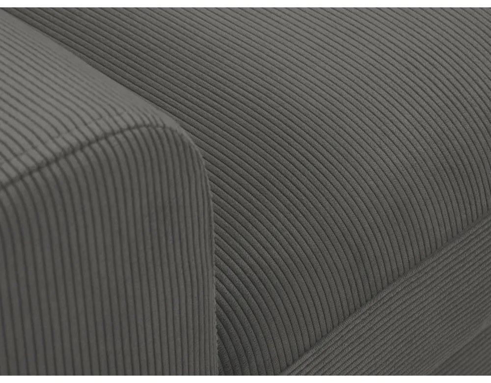 Colțar gri închis extensibil, cu spațiu de depozitare cu tapițerie din catifea reiată (cu colț pe partea dreaptă, cu șezlong) Kyoto – Cosmopolitan Design