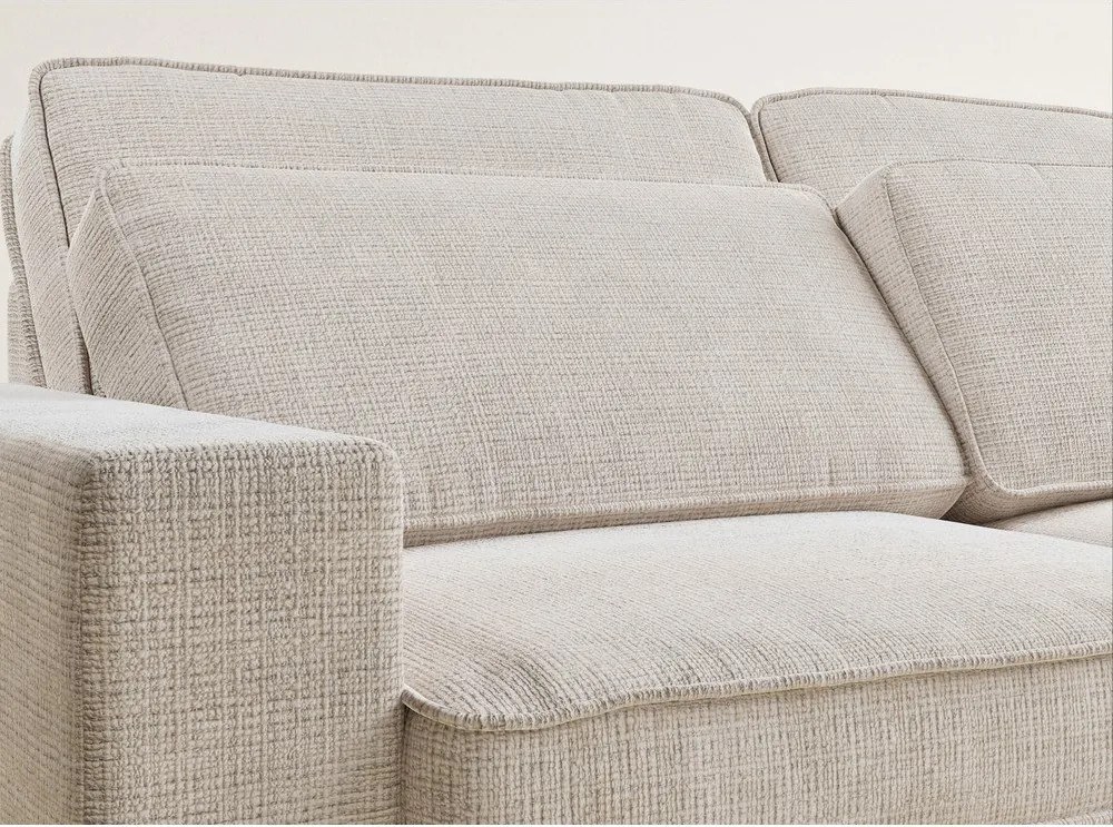 Colțar crem cu tapițerie din chenille (cu colț pe partea dreaptă/în formă de ”L”) Kirou – Maison de Rêve