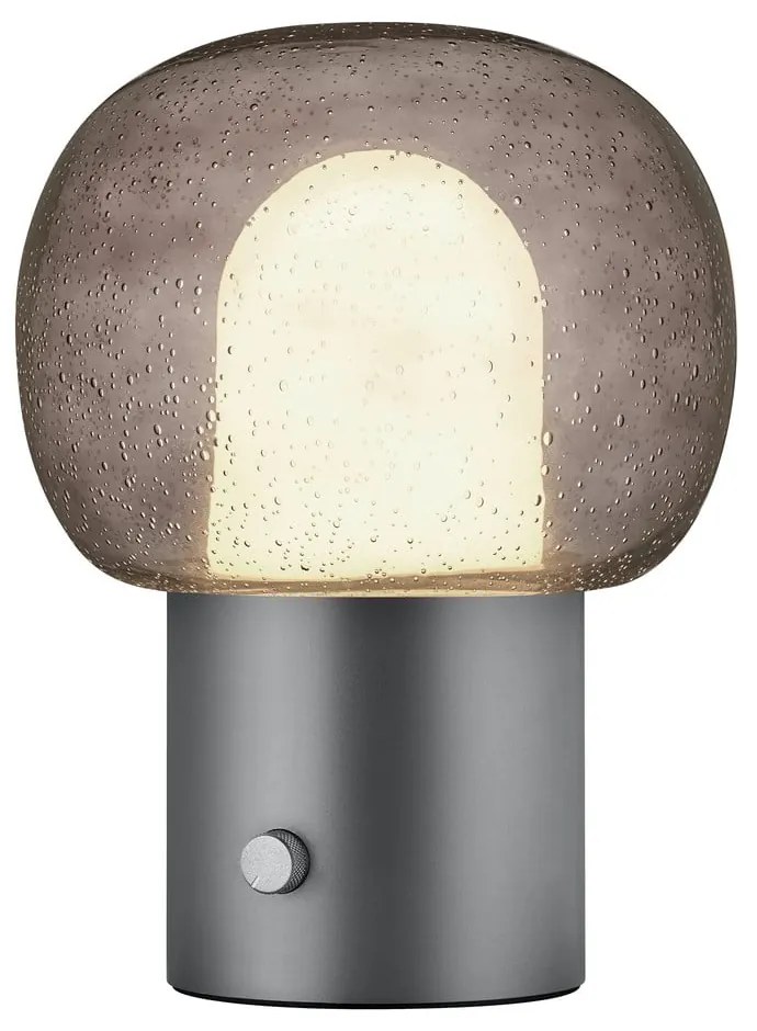 Veioză gri antracit LED din aluminiu cu abajur din sticlă (înălțime 32 cm) Iris – Blomus