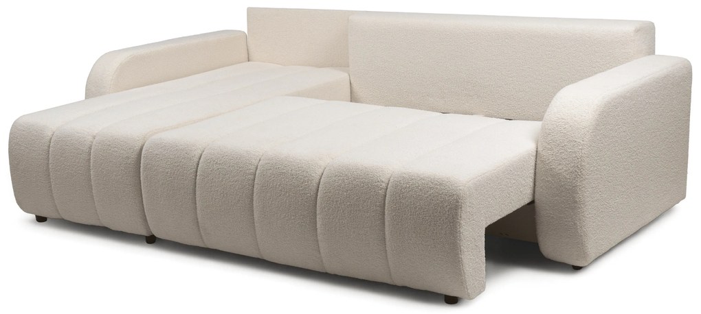 Colțar extensibil Lapios stânga cu funcție de dormit – tapițerie boucle crem Lambi 8