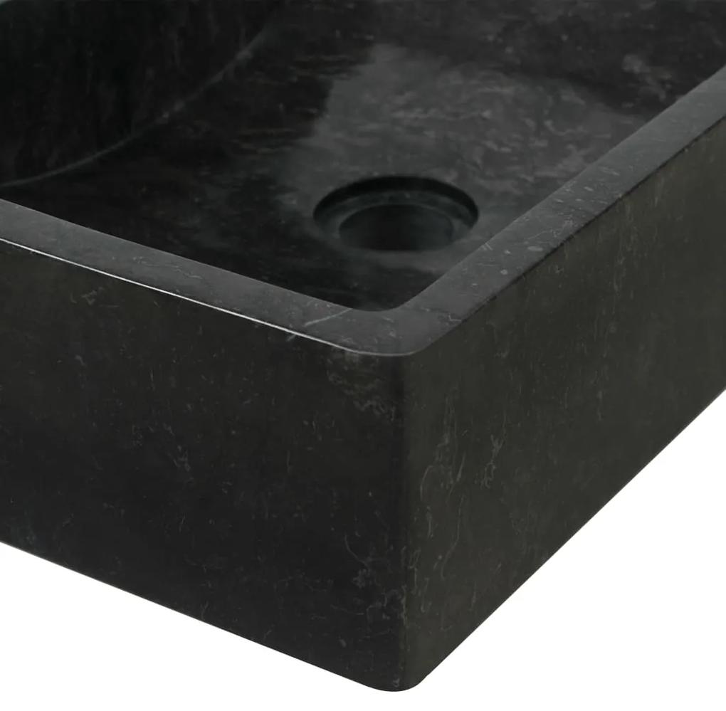 Masuta toaleta lemn masiv de tec, cu chiuvete marmura, negru Negru, 132 x 45 x 75 cm