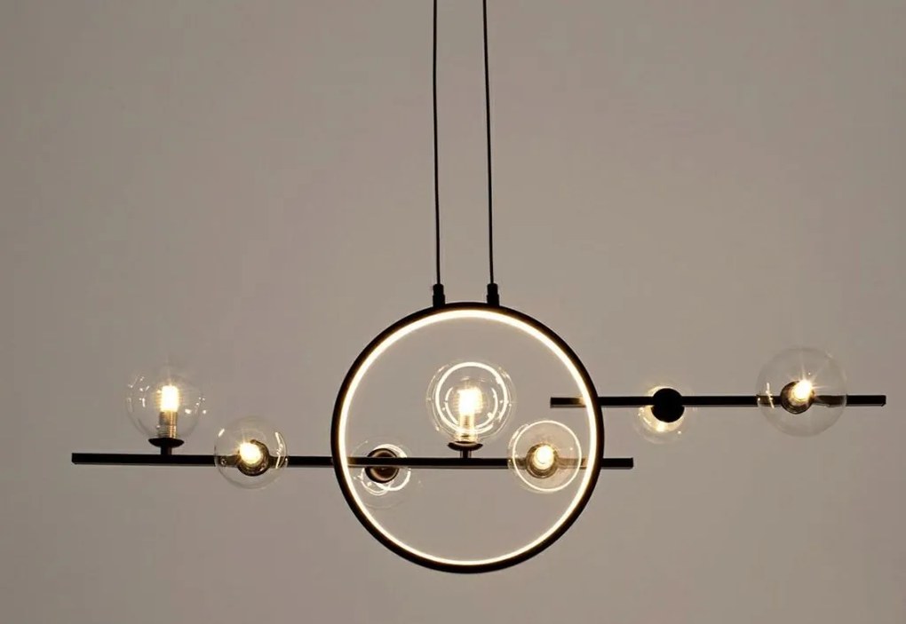 Lustra moderna cu 7 de surse de lumina si LED LINEA TWIN 90