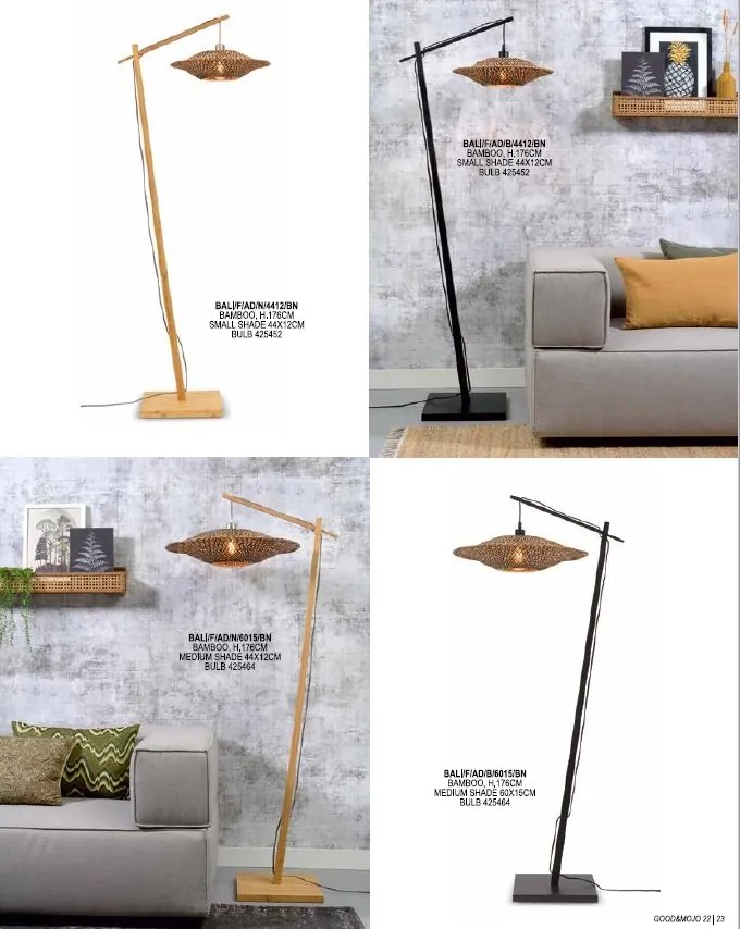 Plafoniera, lustra aplicata din bambus Bali, 60cm BALI/C/6015/BN