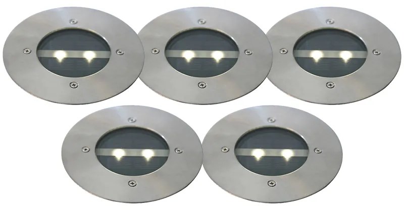 Set de 5 spoturi moderne de sol din oțel IP44 solare - Tiny