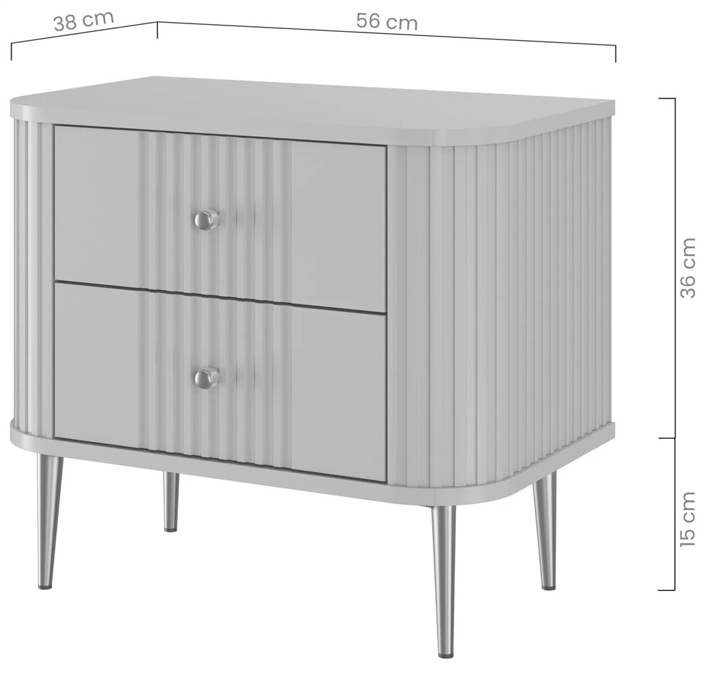 Set noptiere Vesper 56 cm - cașmir / nuc / picioare negre