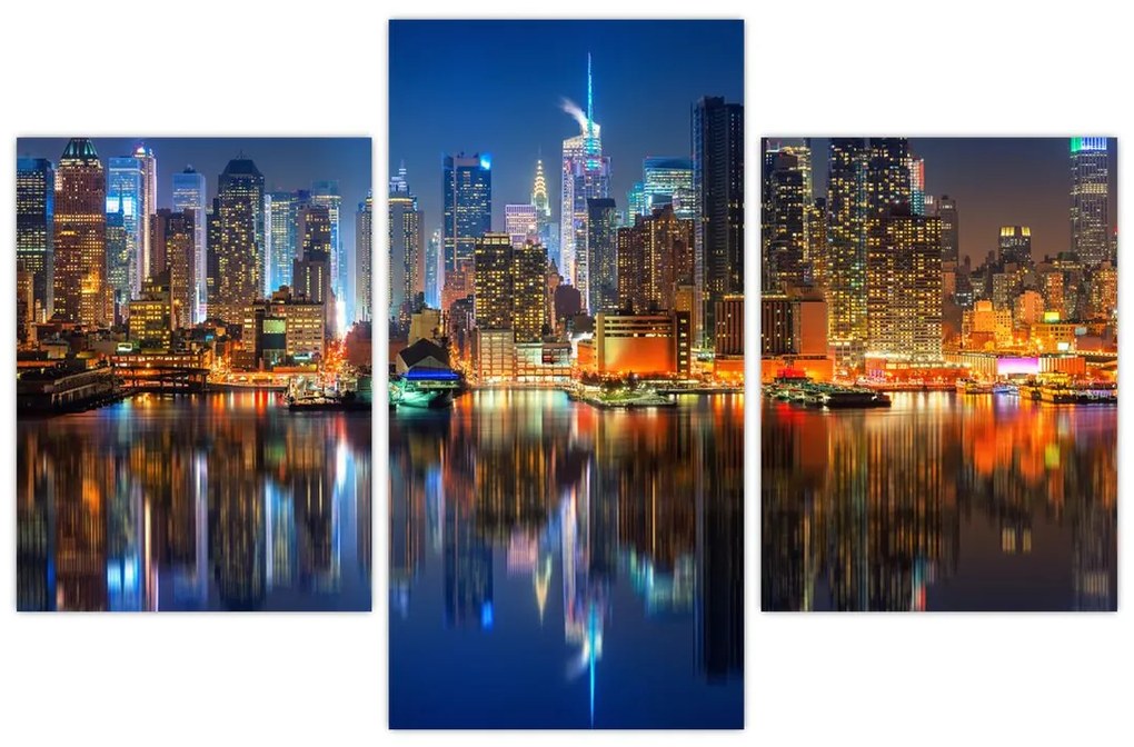 Tablou cu Manhattan noaptea (90x60 cm)