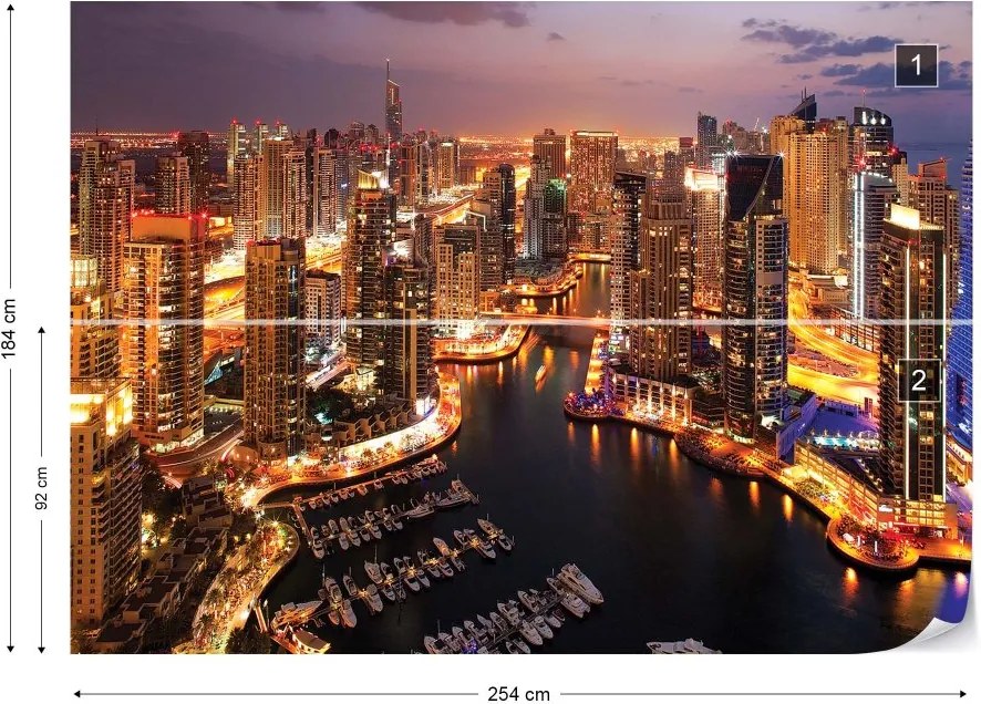 Fototapet GLIX - Dubai Marina City Skyline  + adeziv GRATUIT Tapet nețesute - 254x184 cm