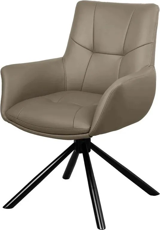 Set de 2 scaune pivotante SIGNATURE piele naturala taupe