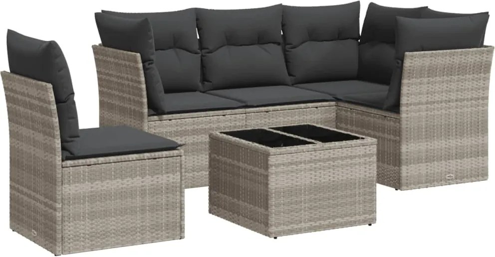 vidaXL Set canapele de grădină cu perne, 6 piese gri deschis poliratan