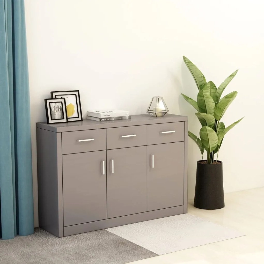 800710 vidaXL Servantă, gri extralucios, 110 x 34 x 75 cm, PAL