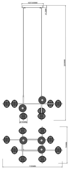 Zuma Line 003064-034755 - Lustră LED suspendată pe cablu GALATEA LED/63W/230V, auriu