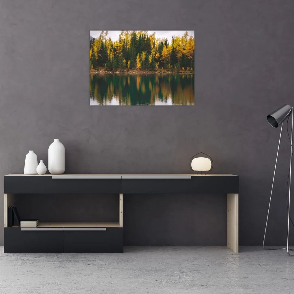 Tablou cu lac de pădure (70x50 cm)