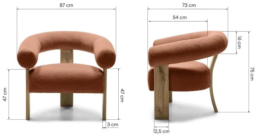 Fotoliu design maro KOKEI, stejar