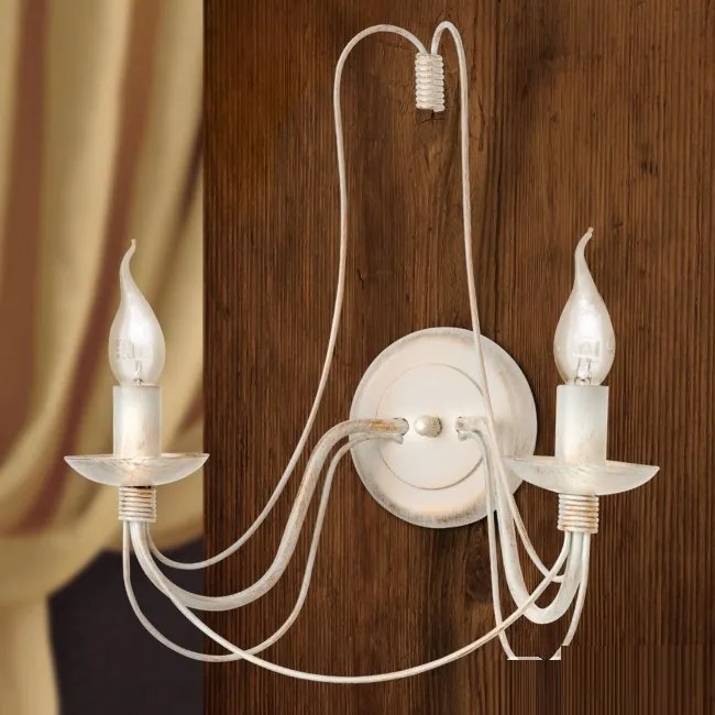 Aplica de perete design rustic cu 2 brate Vela, ivory