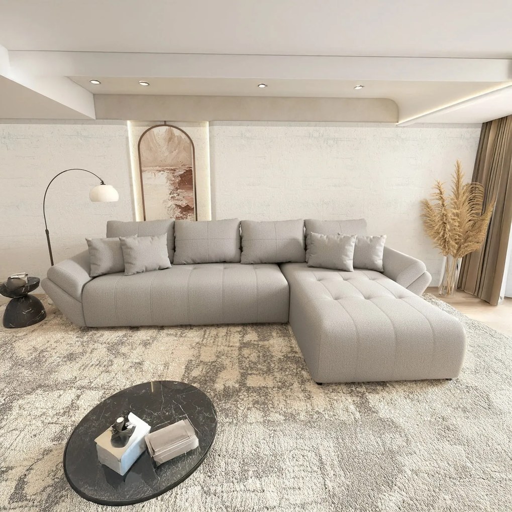 Colțar extensibil dumonde cu ladă de depozitare si sezut confortabil din spuma high-density, Berlin XL Enjoy Grey 350x185 cm II