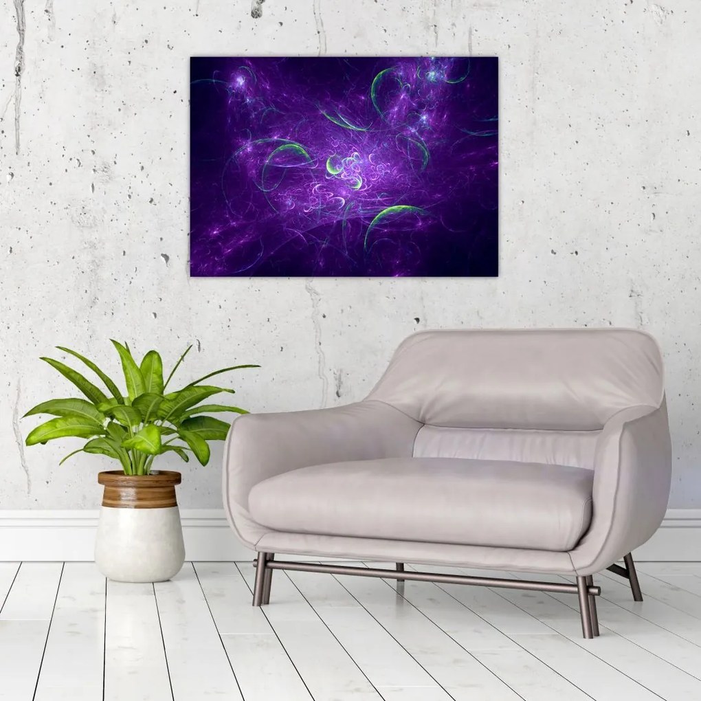 Tablou pe sticlă -abstracție violetă (70x50 cm)