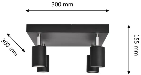 Spot LED TUNE 4xGU10/4,8W/230V negru