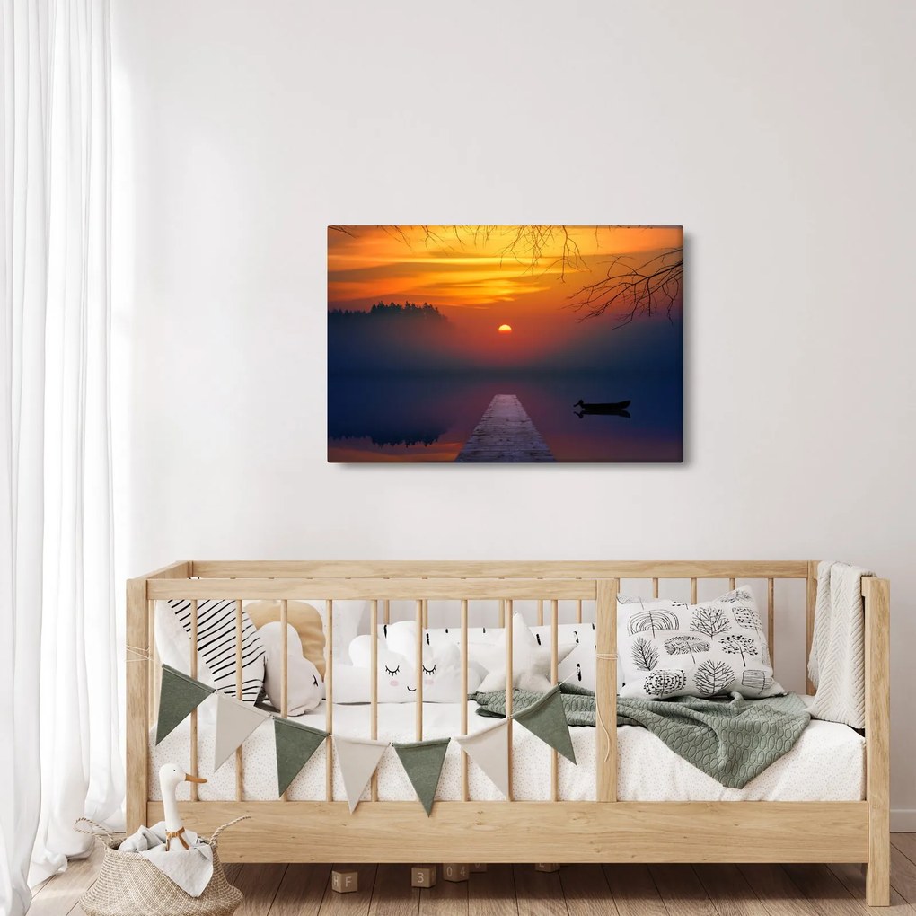 Tablou cu podul în apus de soare (90x60 cm)