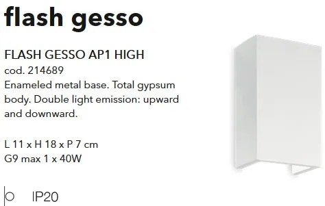 Aplica de perete up/down FLASH GESSO AP1 HIGH 214689
