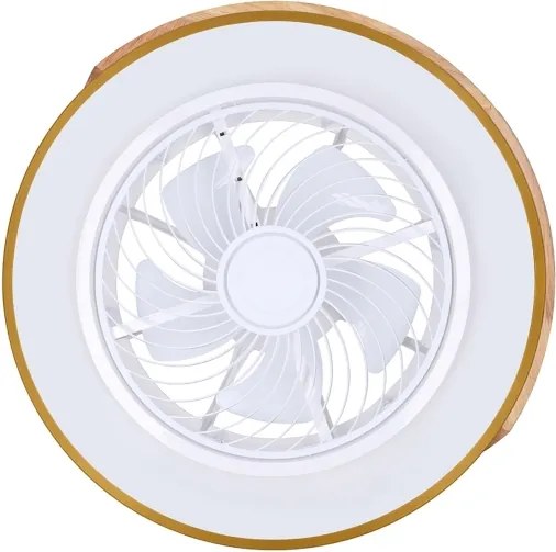 Brilagi - Lampă LED dimabilă cu ventilator, 38 W, 230 V, 50 cm, albastru/stejar + telecomandă