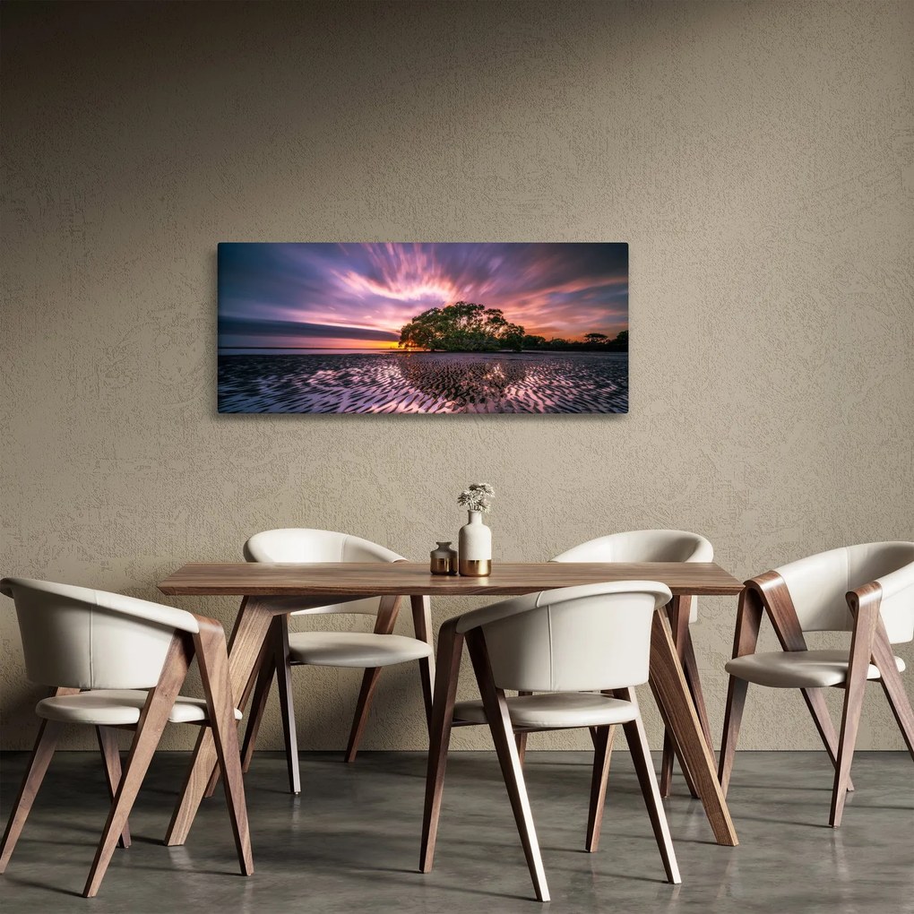 Tablou copacului pe plajă (120x50 cm)
