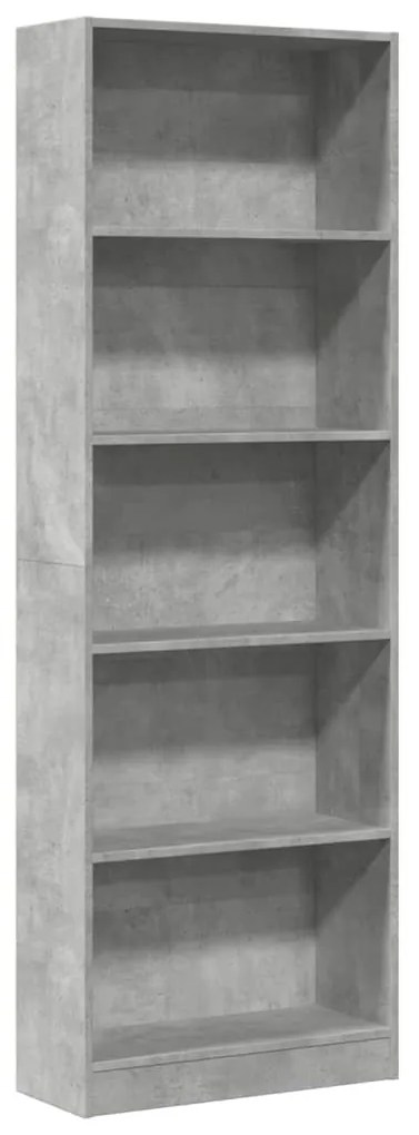 857824 vidaXL Bibliotecă, gri beton, 60x24x176 cm, lemn prelucrat