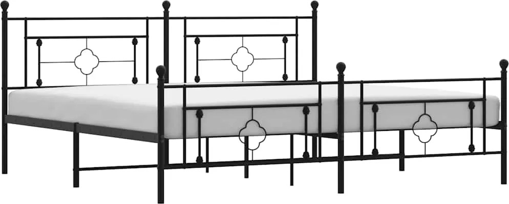 vidaXL Cadru pat metalic cu tăblii de cap/picioare, negru, 193x203 cm