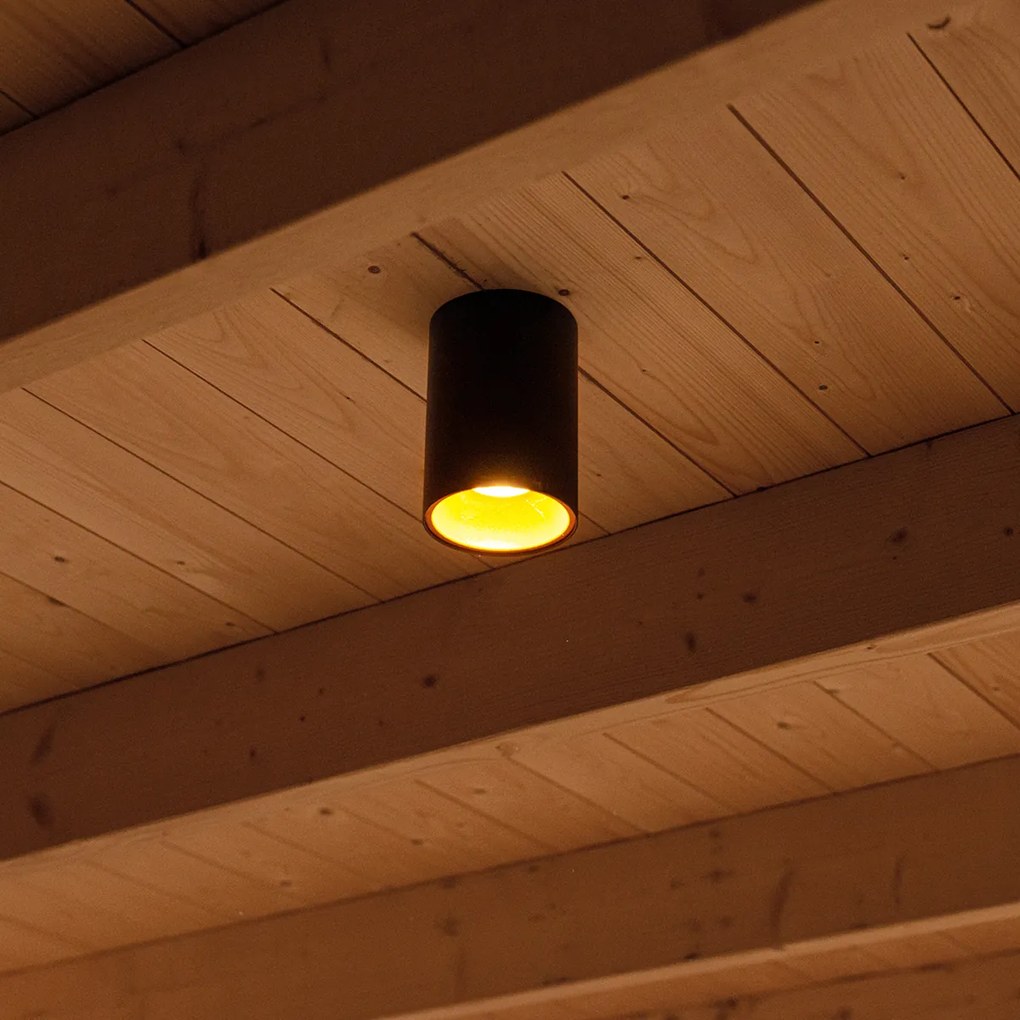 Set de 6 spoturi moderne negre cu auriu GU10 50mm - Deep