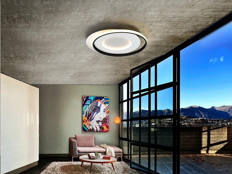 Lustra LED aplicata design modern circular Limbos alb/negru