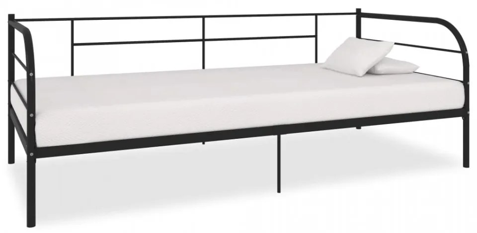 Cadru pat de zi, negru, 90 x 200 cm, metal