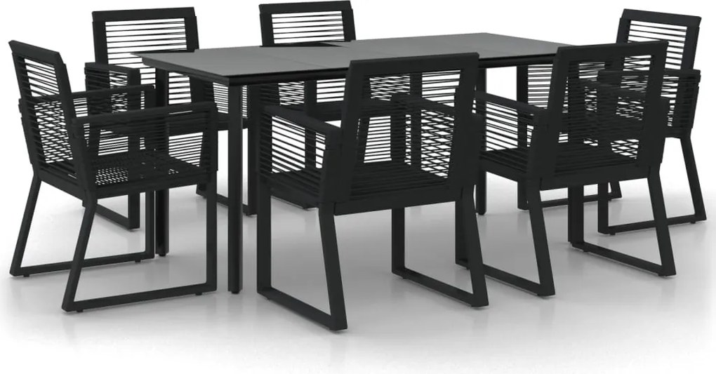vidaXL Set mobilier de grădină, 7 piese, negru, ratan PVC