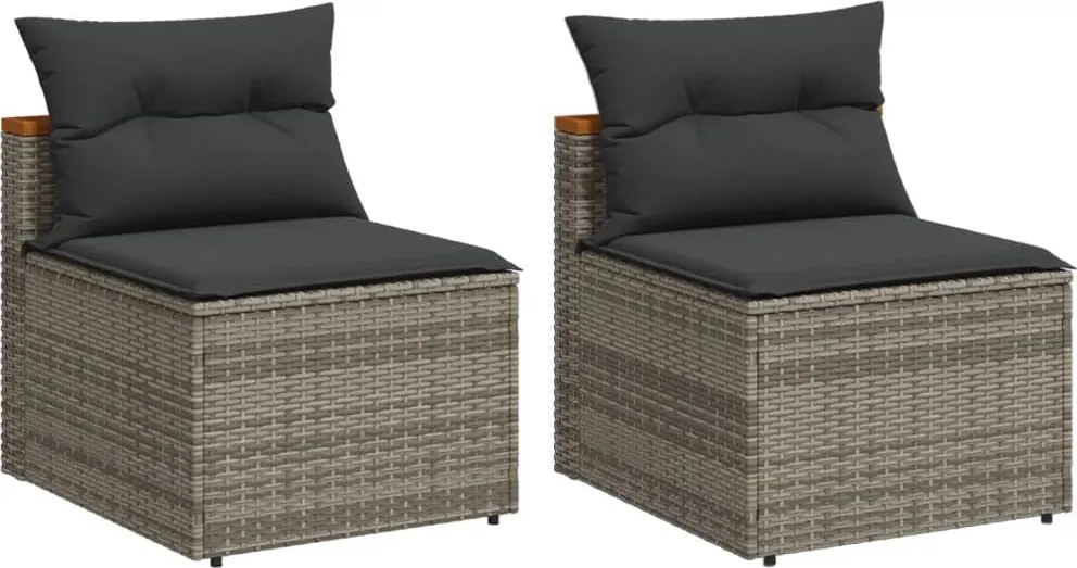 vidaXL Canapea grădină perne fără cotiere 2 buc. gri deschis poliratan