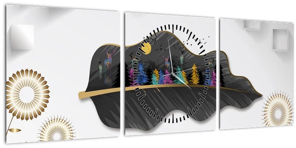 Tablou abstracției (cu ceas) (90x30 cm)