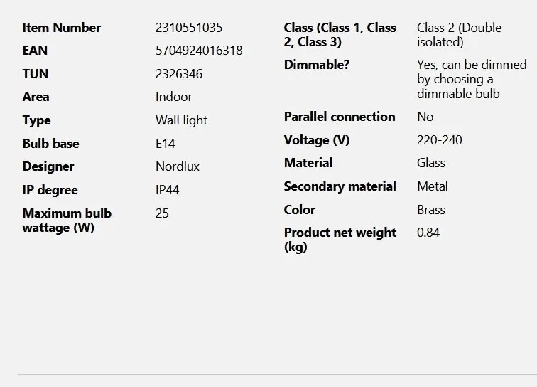 Aplica de perete pentru baie stil minimalist nordic IP44 Tutan