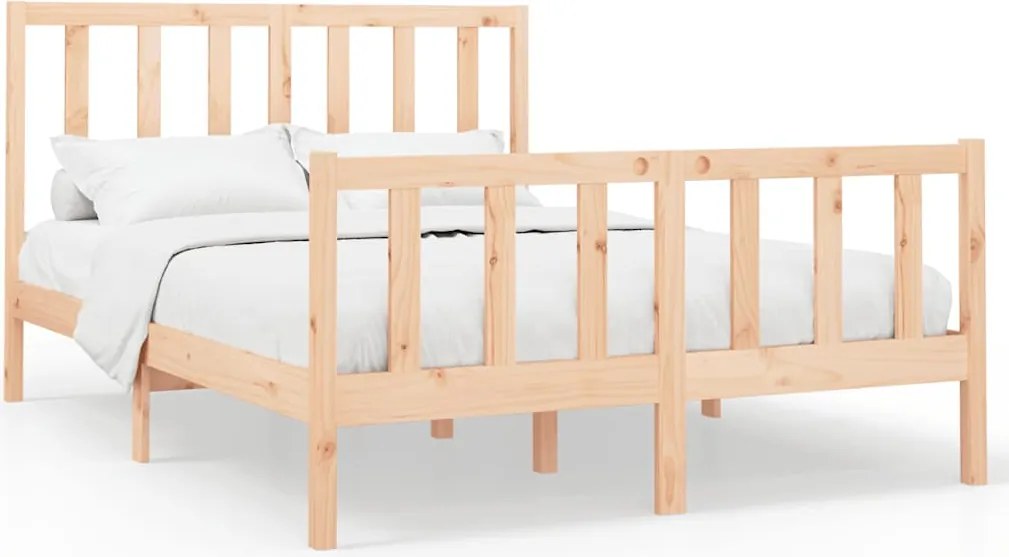vidaXL Cadru de pat fără saltea, 140x190 cm, lemn masiv de pin