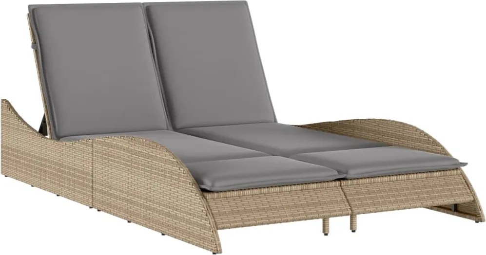 vidaXL Șezlong cu perne, bej, 114x205x73 cm, poliratan