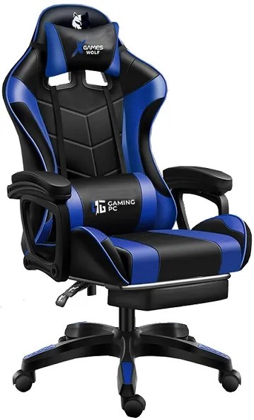 JAKS SCAUN GAMING REGLABIL ECO PIELE ALBASTRU FG-02