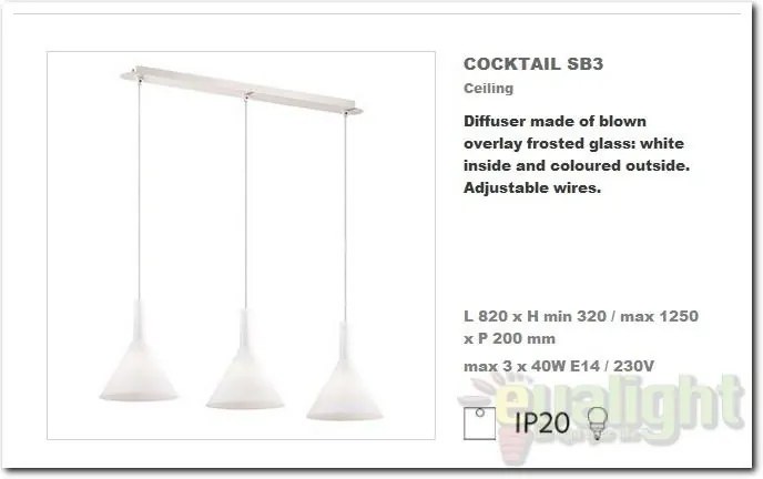 Lustra inaltime reglabila, COCKTAIL SB3 Small 074245
